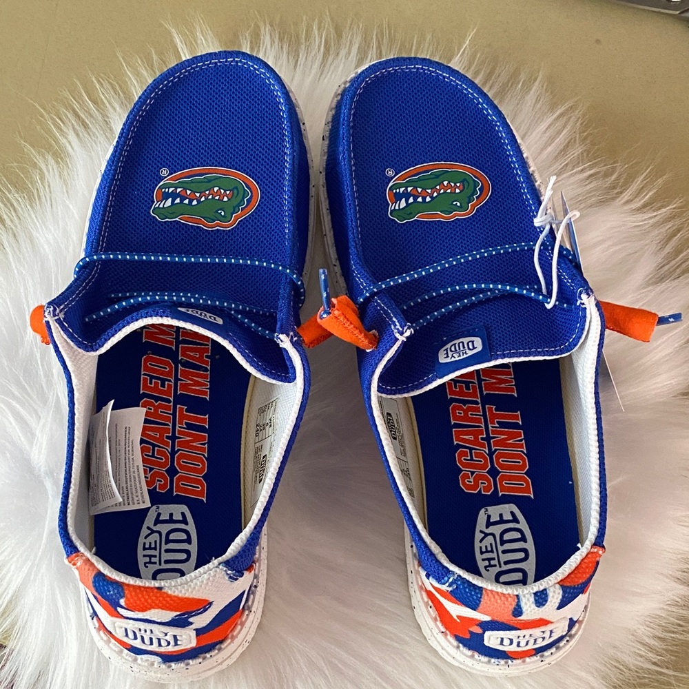Hey Dude WOMENS Florida gators Blue and Orange Shoes size W8